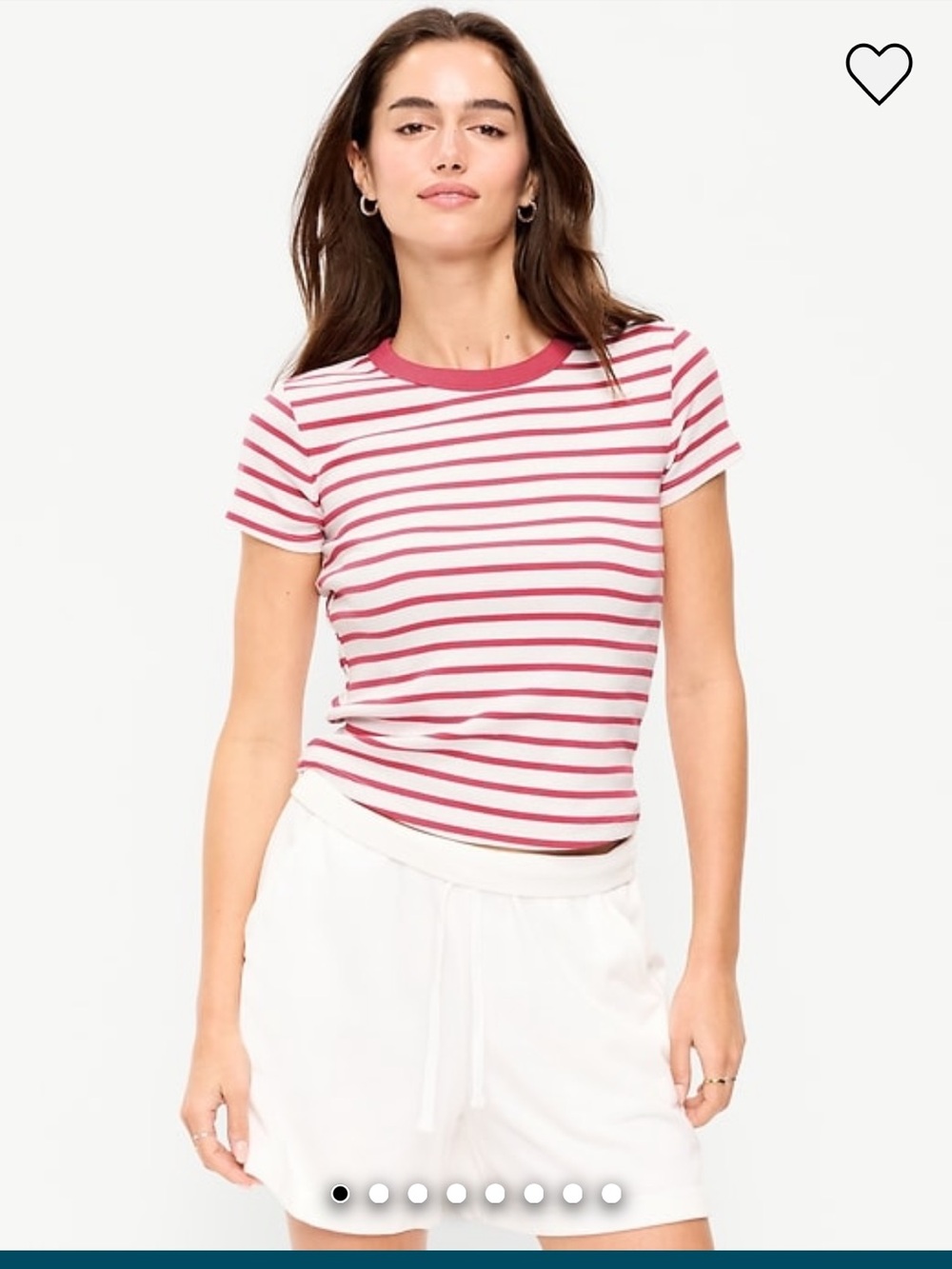 Old Navy Snug Crewneck Top in Red and White
